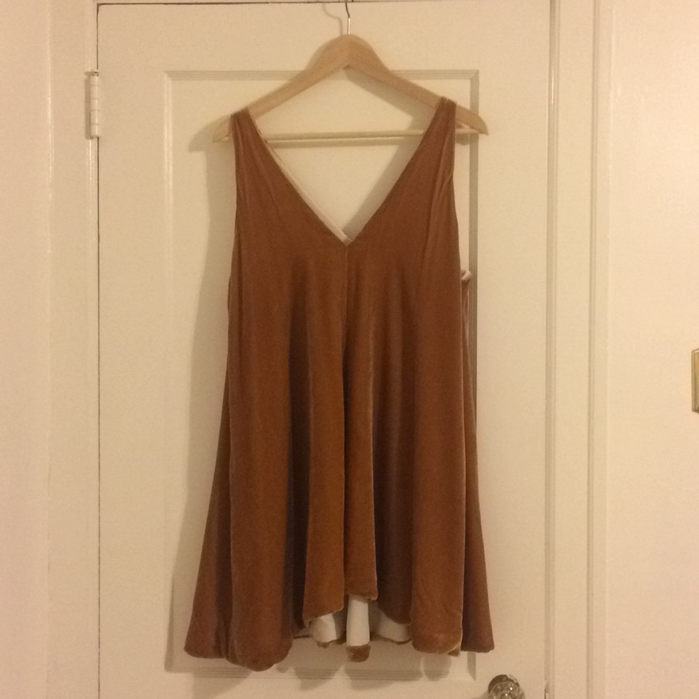 Velvet Deep Gold Swing Mini Dress